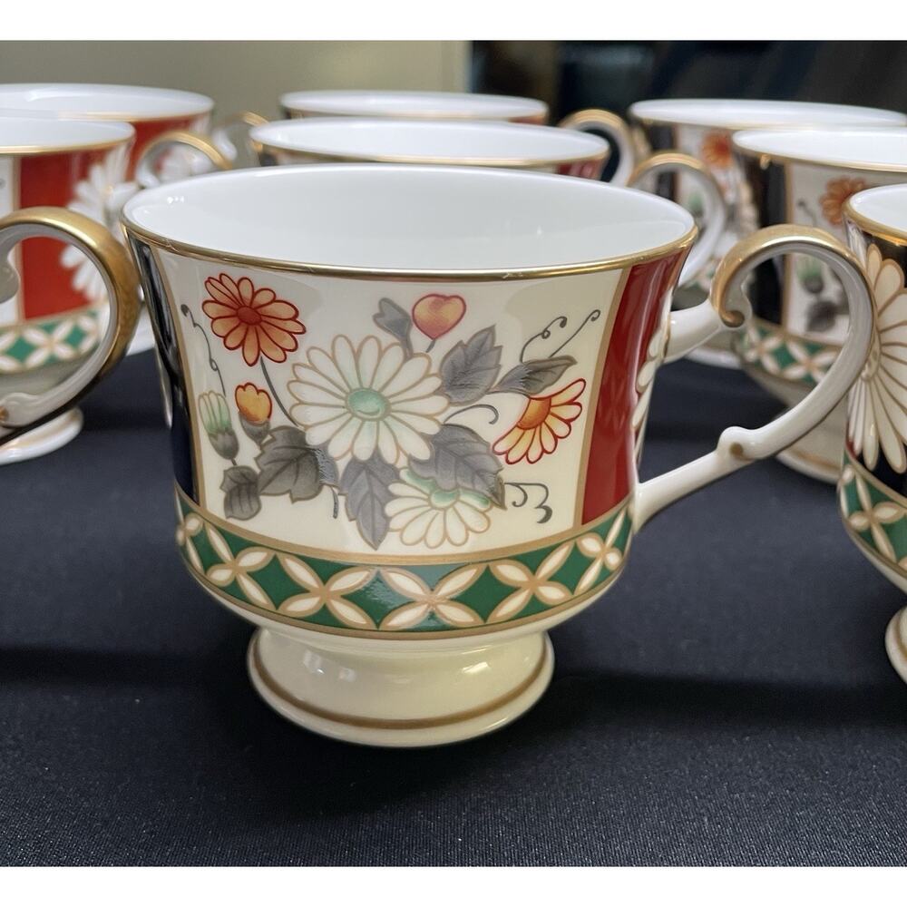 Vintage 1978 Mikasa Bone China Footed Tea Coffee Cups Shogun Set‎ of 9 Cups - Picture 4 of 6